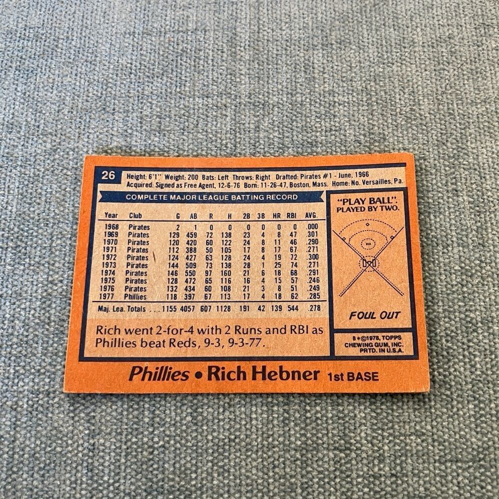 1978 Topps Philadelphia Phillies Baseball Card Trading Card - Picture 2 of 2